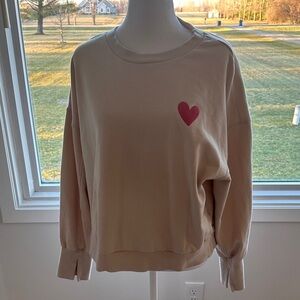 JoyLab Heart  Beige Sweatshirt size m